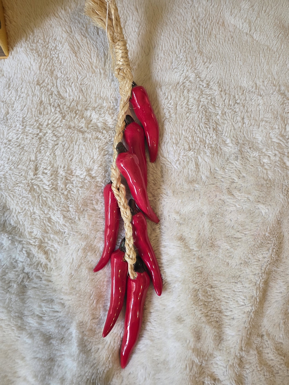 Vintage Red Ceramic Chili Pepper Ristra Braid With 7 Peppers